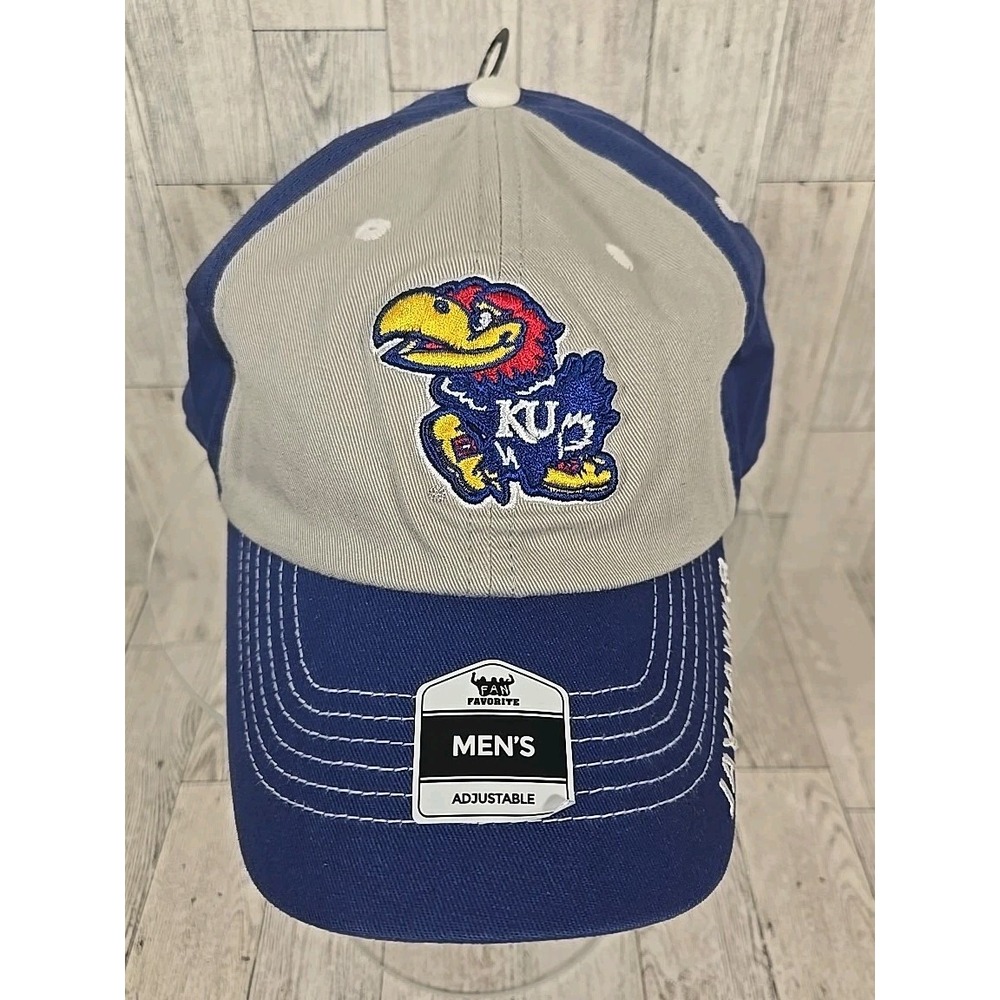 KU Jayhawks Cap Hat MENS Adjustable Blue Kansas Fan Fav Embroid NEW